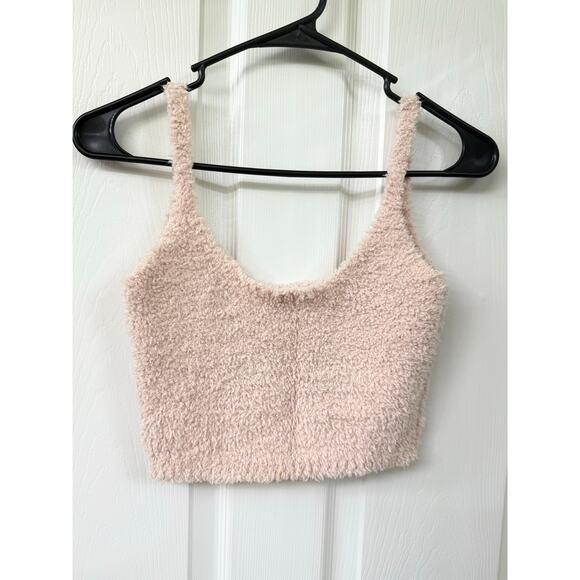 SKIMS Cozy Knit Fuzzy Soft Bralette Crop Tank Women Color Pink Size S/M - Picture 1 of 4